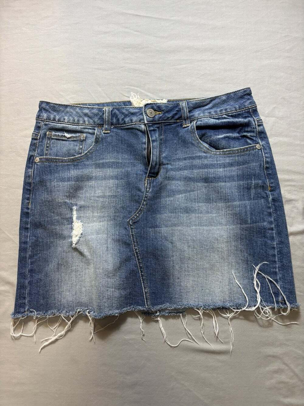 Altar'd State Denim JEAN Raw Hem 100% Cotton Skirt Sz Medium Women's